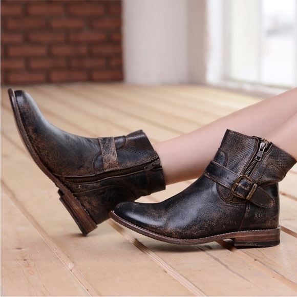 Bed Stu Ankle Booties Becca Distressed in Black Leather - Picture 2 of 14